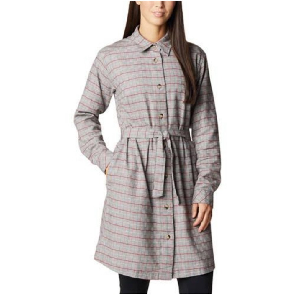 Columbia‎ Holly Hideaway Plaid Flannel Shirt Dress Belted Women's Medium